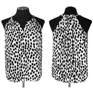 LOFT - Spotted Sleeveless Pullover Bubble Hem Tank Top – Petite Small